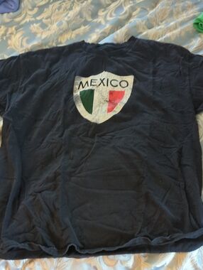 adidas Black Short Sleeve Mexico Crest Tee with Green and Red Accents